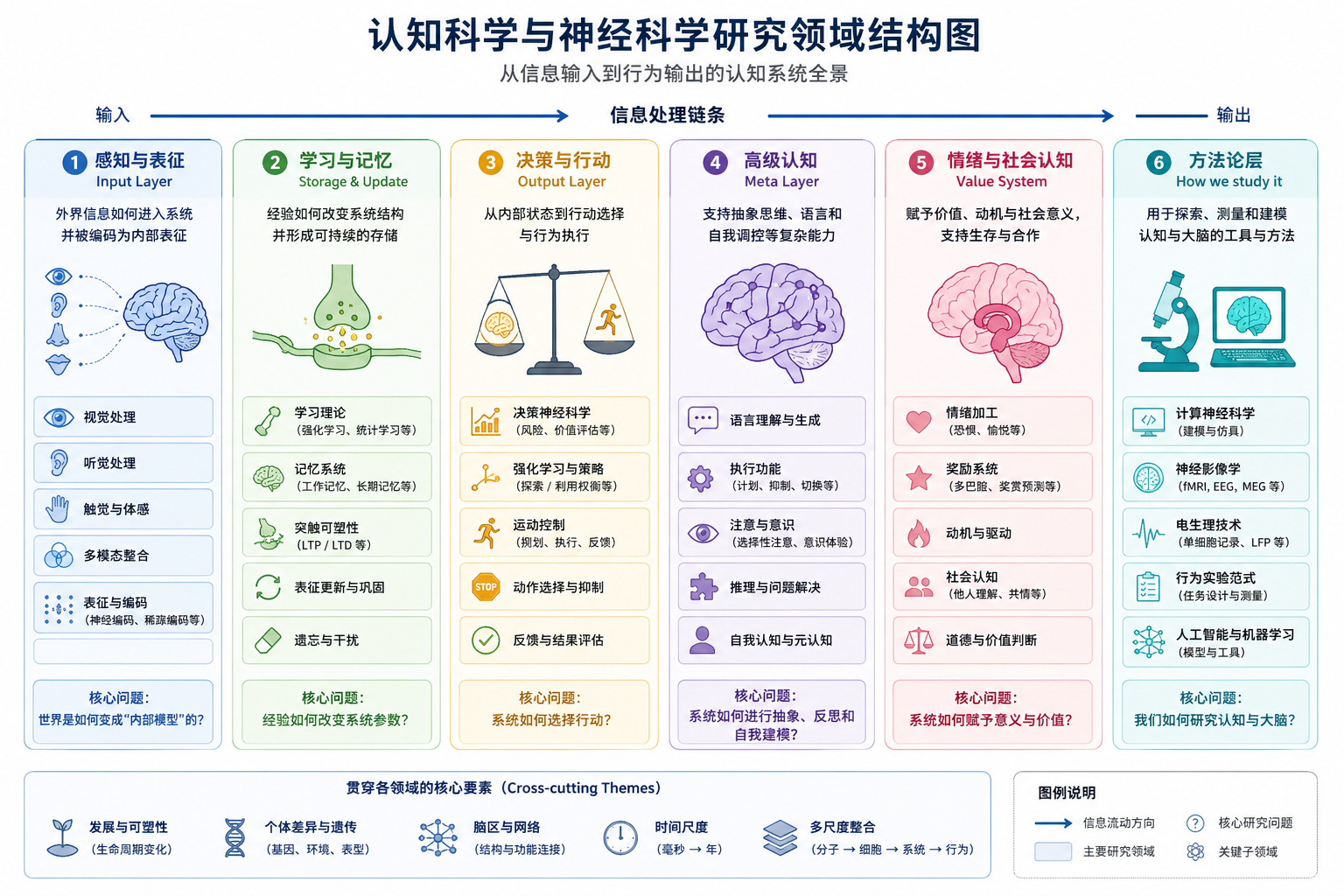 认知科学与神经科学研究领域结构图