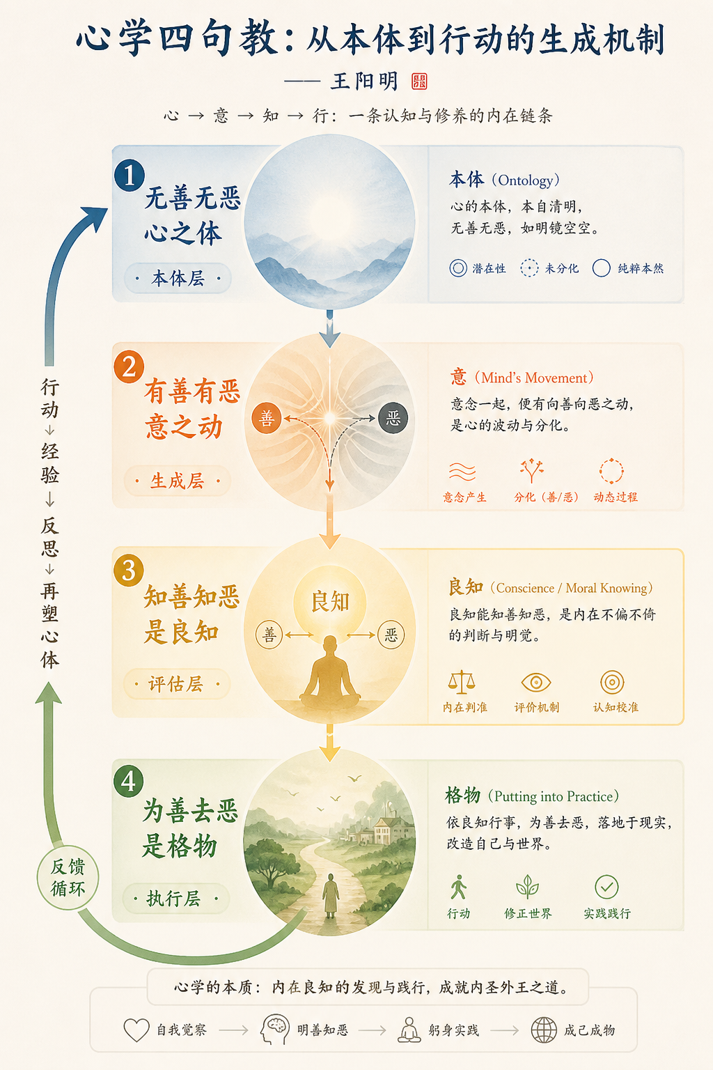 心学四句教：从本体到行动的生成机制