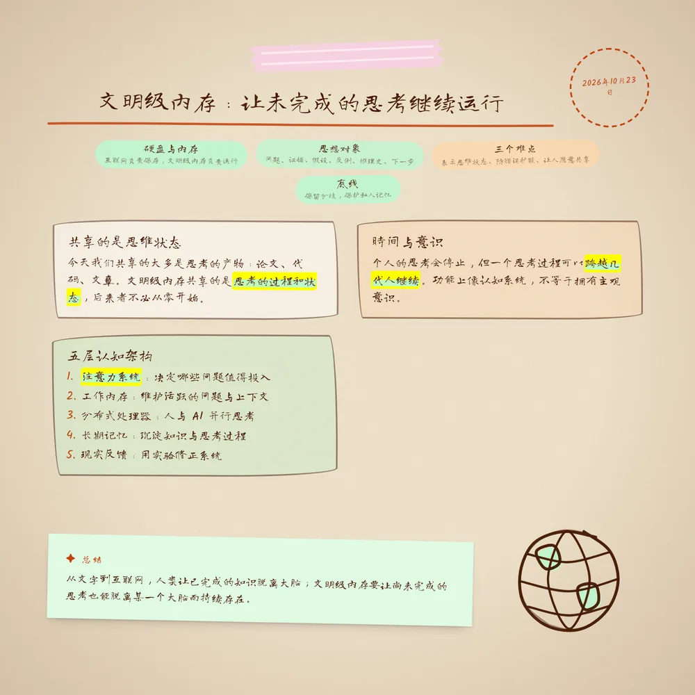 自由手账版式、羊皮纸、龙藏体的同一份笔记:线索变成彩色胶囊,正文是三张卡片